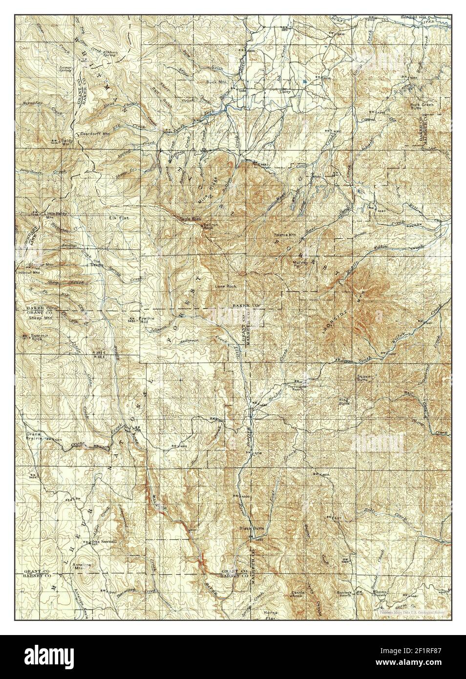 Ironside Mountain, Oregon, map 1908, 1:125000, United States of America by Timeless Maps, data U.S. Geological Survey Stock Photo