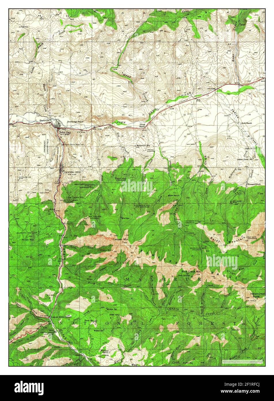 John Day, Oregon, map 1940, 1:62500, United States of America by Timeless Maps, data U.S 