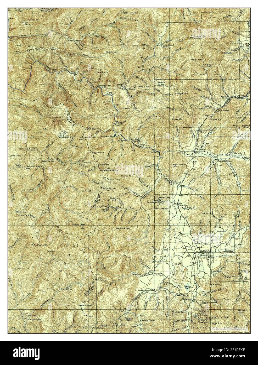 Kerby, Oregon, map 1917, 1:125000, United States of America by Timeless Maps, data U.S. Geological Survey Stock Photo