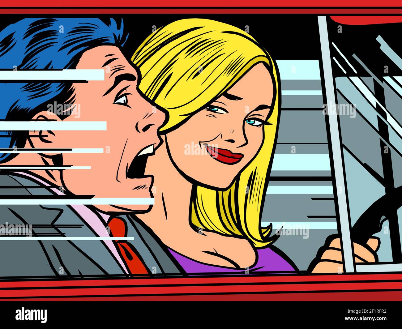 Female driver and male passenger Stock Vector