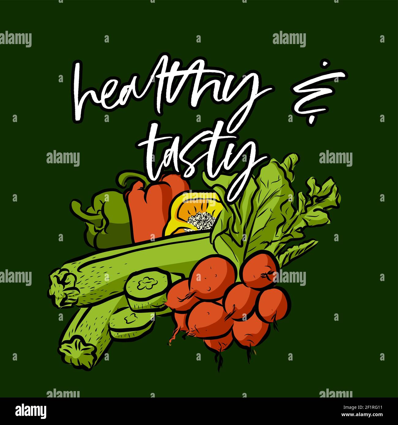 Healthy and tasty illustration with lettering for wall art and shirts ...