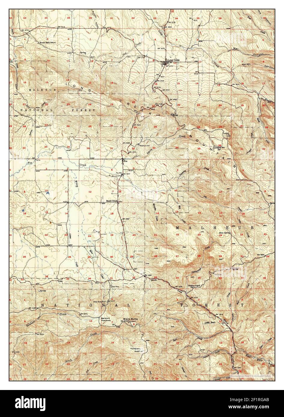 Long Creek, Oregon, map 1951, 162500, United States of America by