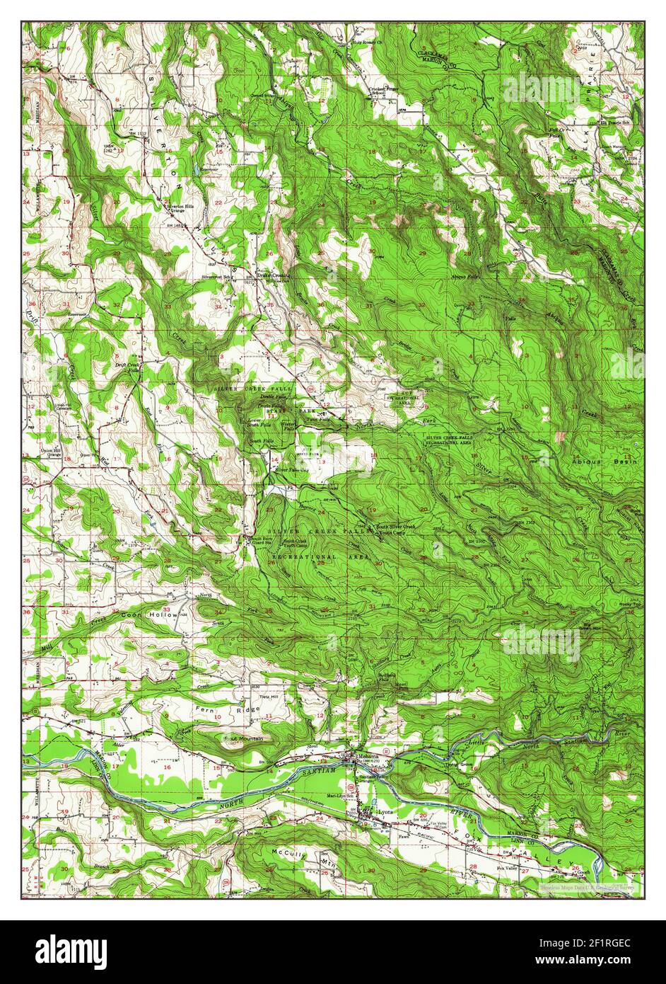 Lyons, Oregon, map 1951, 162500, United States of America by Timeless