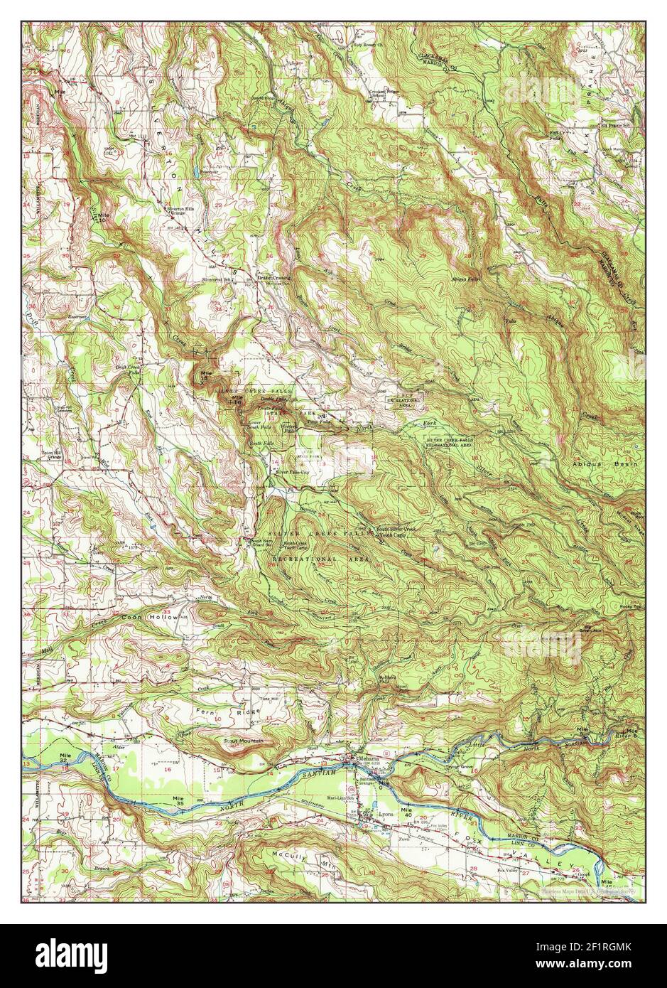 Lyons, Oregon, map 1951, 162500, United States of America by Timeless