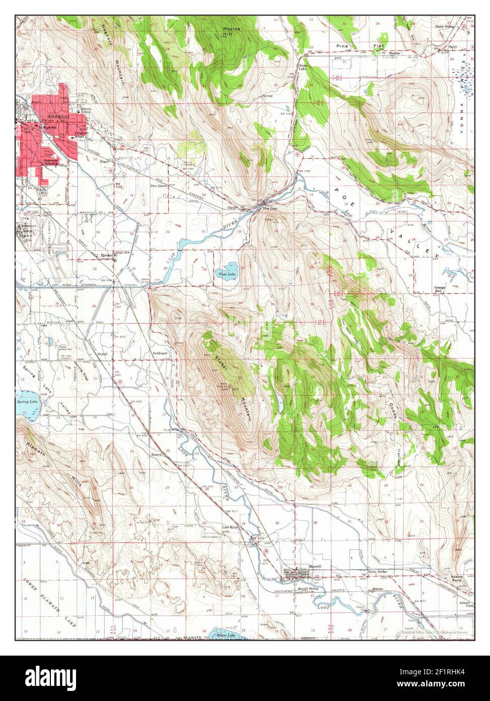 Merrill, Oregon, map 1957, 162500, United States of America by Timeless Maps, data U.S