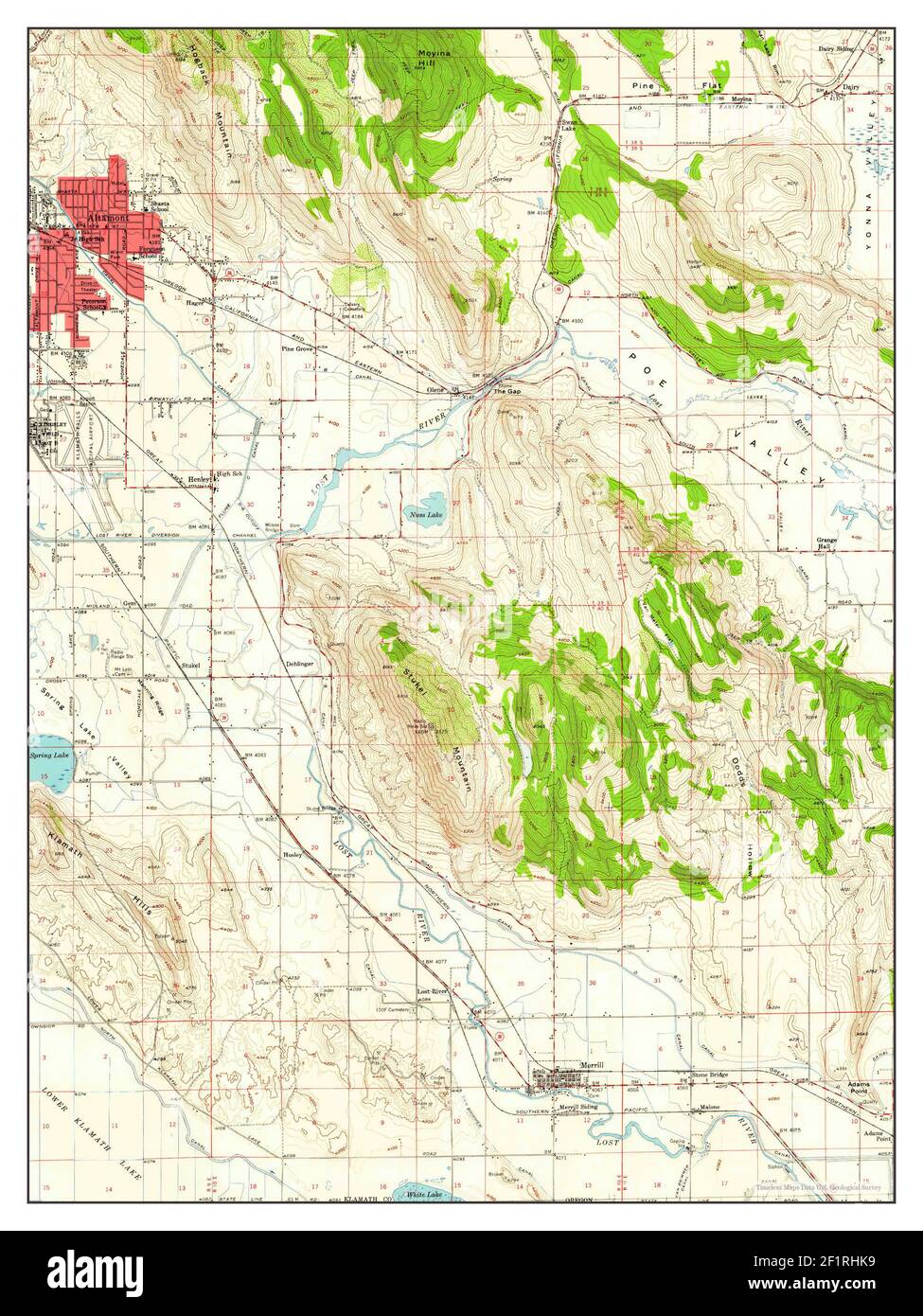 Merrill, Oregon, map 1957, 162500, United States of America by