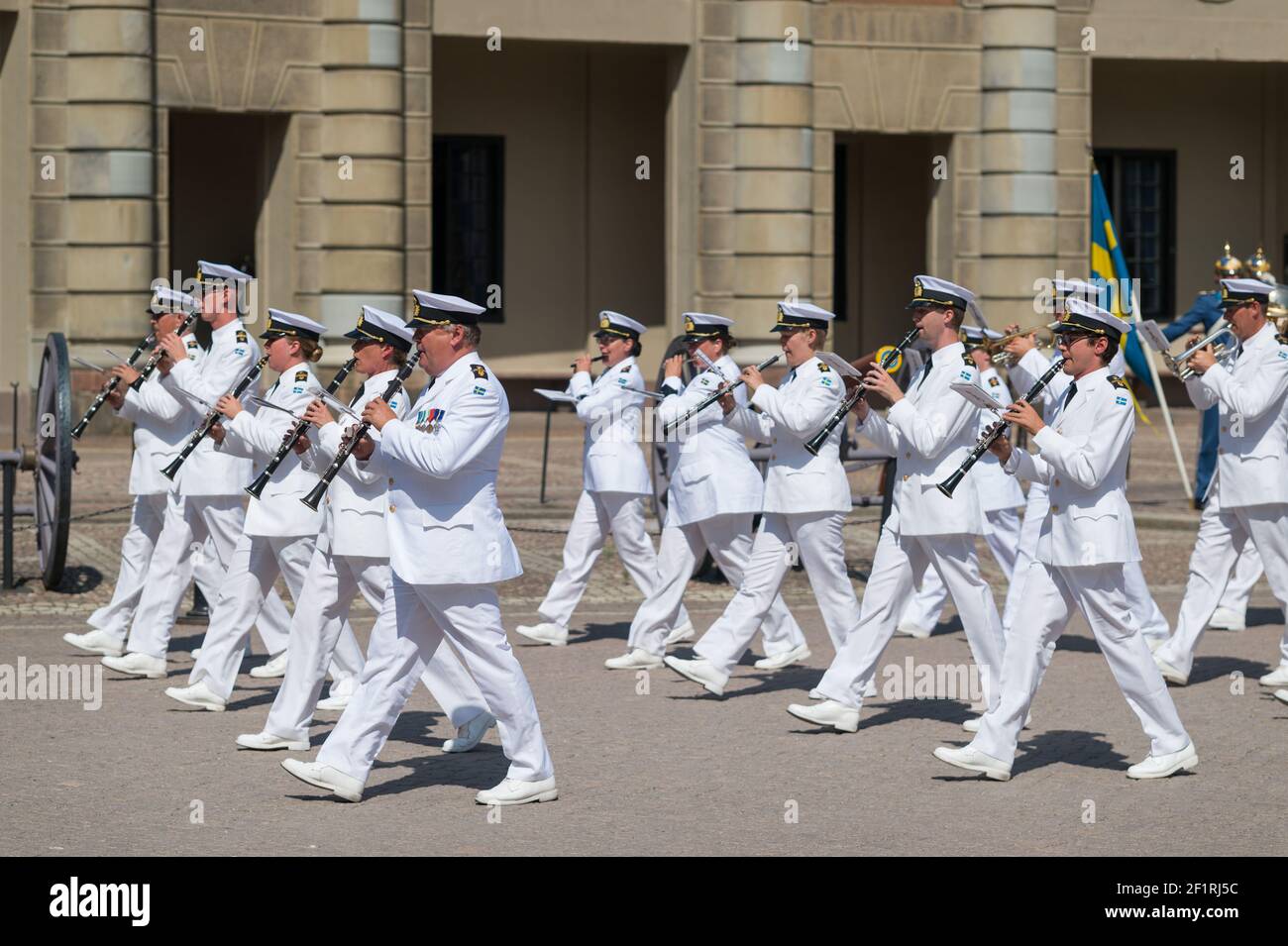 Changing of the Guard, accompanied by the Royal Swedish Navy Band, Kungliga  Slottet, Gamla Stan, Stockholm, Sweden Stock Photo - Alamy