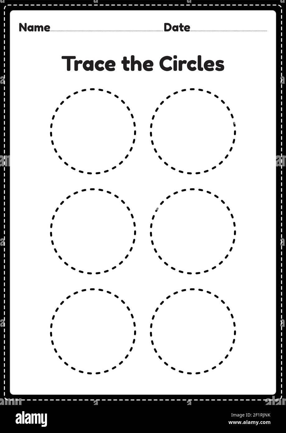 Trace The Circle Worksheet For Kindergarten And Preschoolers Kids For Educational Activities In A Printable Illustration Stock Vector Image & Art - Alamy