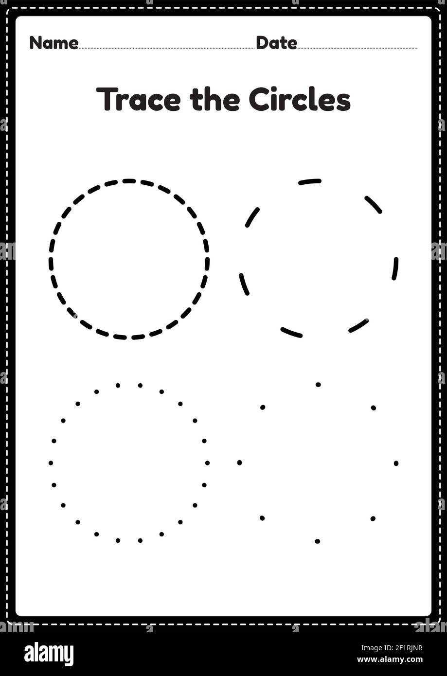 trace the circle worksheet for kindergarten and preschoolers kids for educational activities in a printable illustration stock vector image art alamy