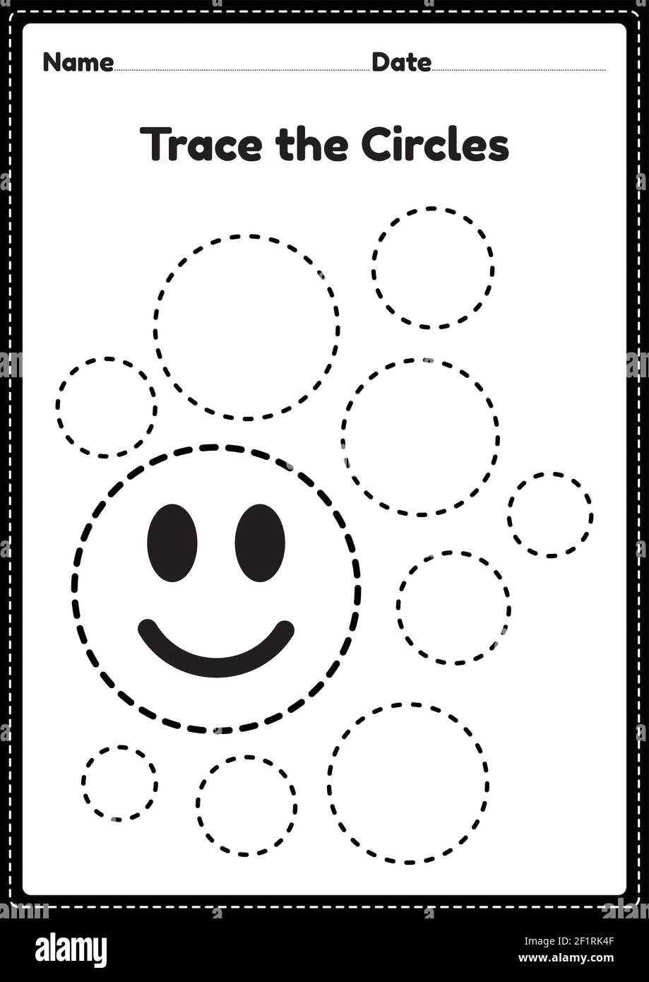 Trace The Circle Worksheet For Kindergarten And Preschoolers Kids For 