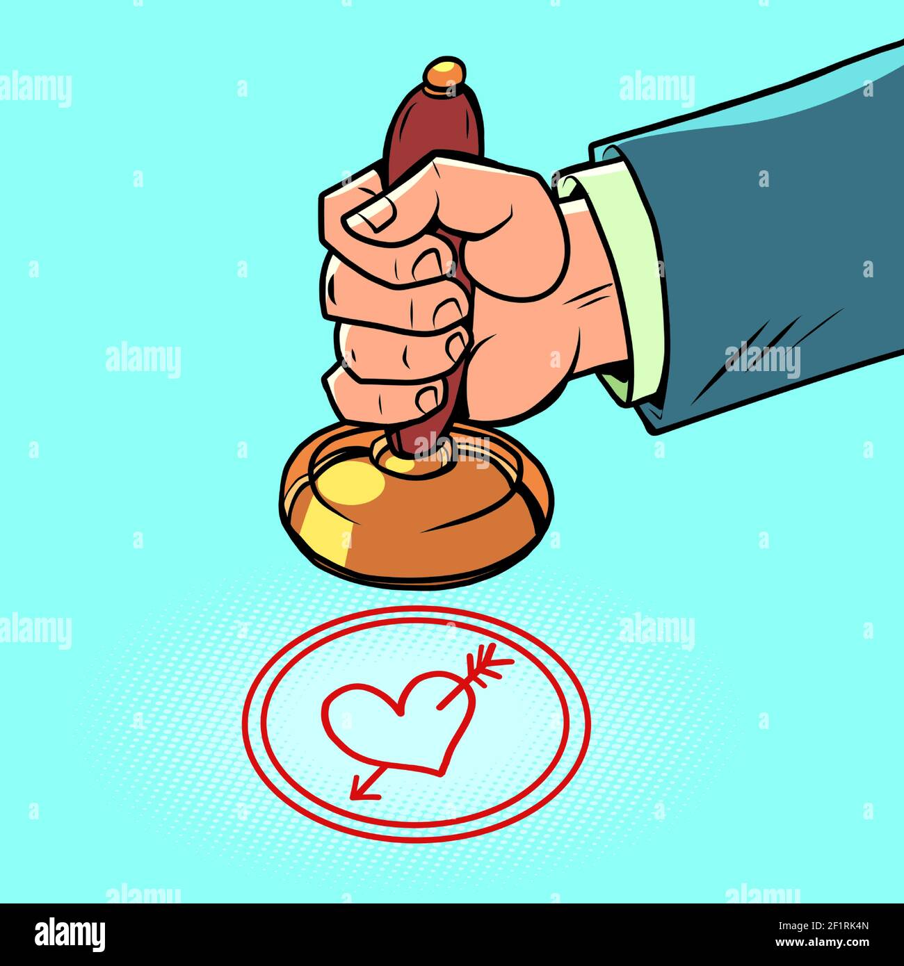 love valentines day hand puts a stamp Stock Vector