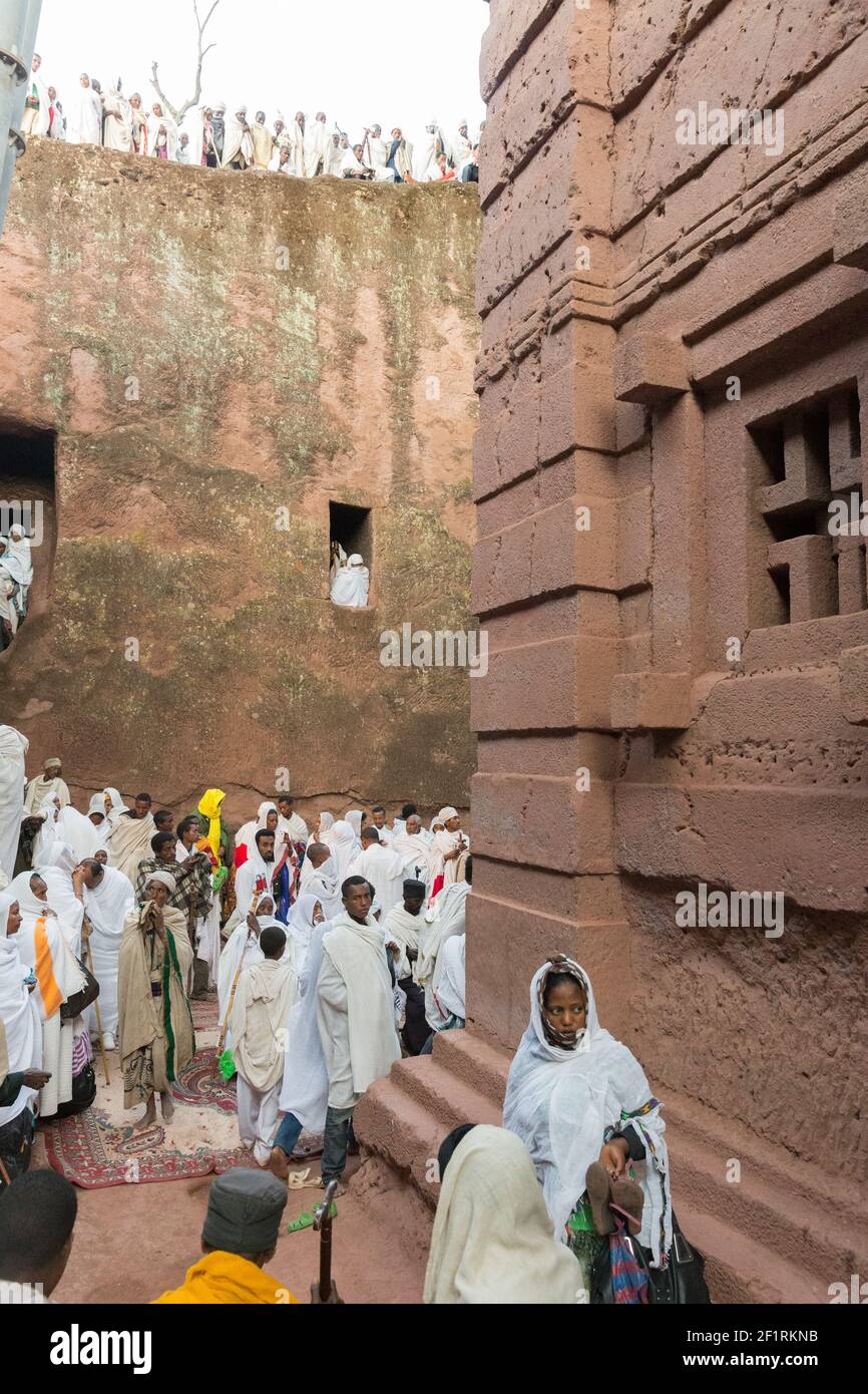 Crowded St. Emmanuel Church during Gena, the Ethiopian Orthodox