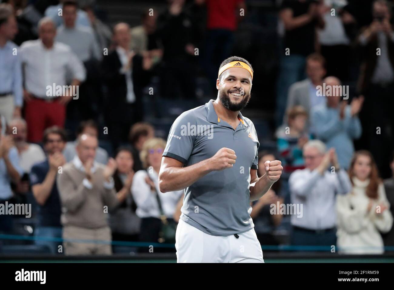 Jo-Wilfried Tsonga (FRA) won the game, celebration during the ATP World  Tour Masters 1000 - Rolex Paris Masters - indoor tennis tournament on  October 26, 2019 at The AccorHotels Arena in Paris -