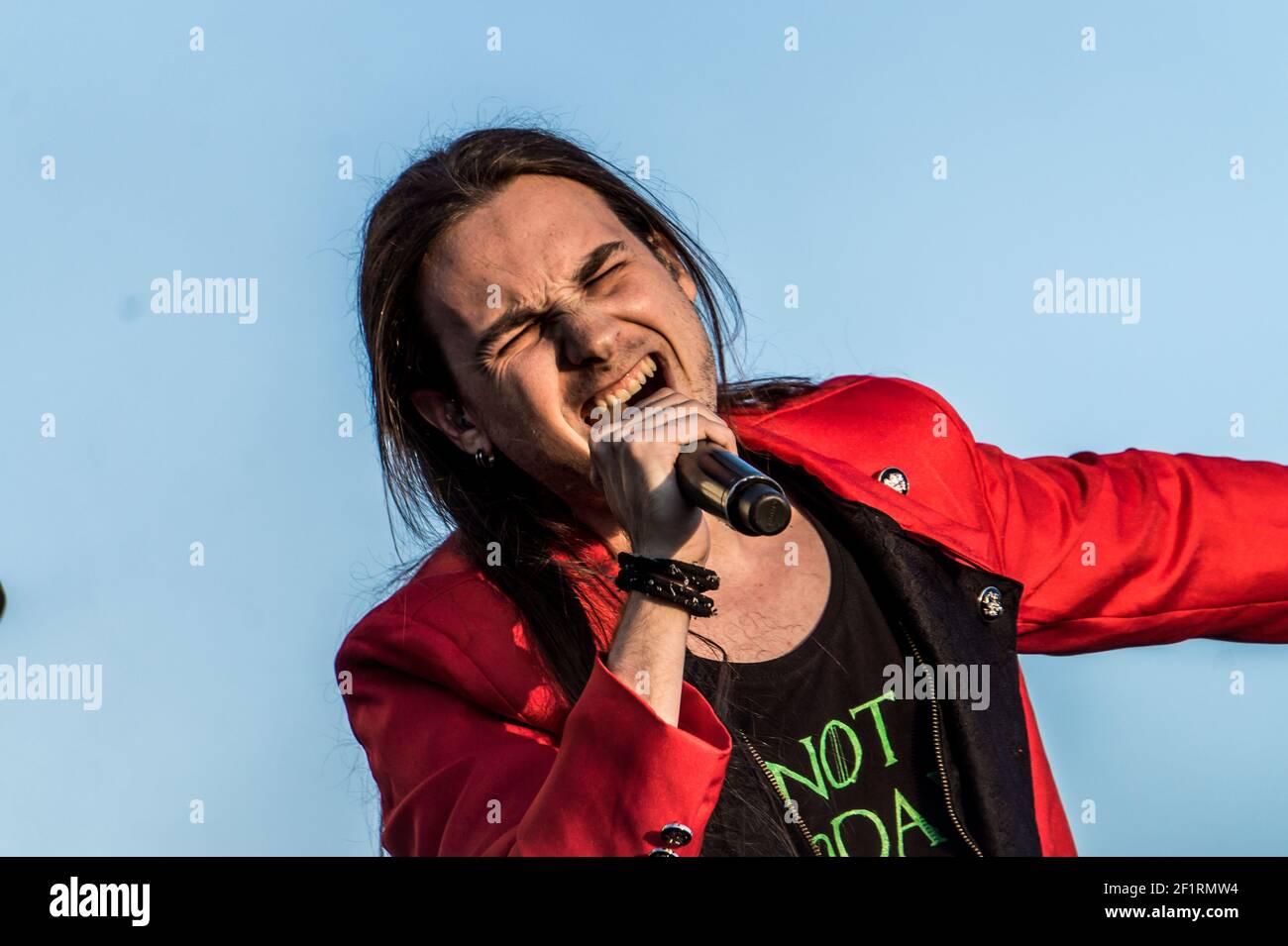 COSLADA, SPAIN - Jun 07, 2019: Cosalda, Madrid, Spain. June 7, 2019. Concert by the Rock group Debler, as the opening act for Mago de Oz in the festiv Stock Photo