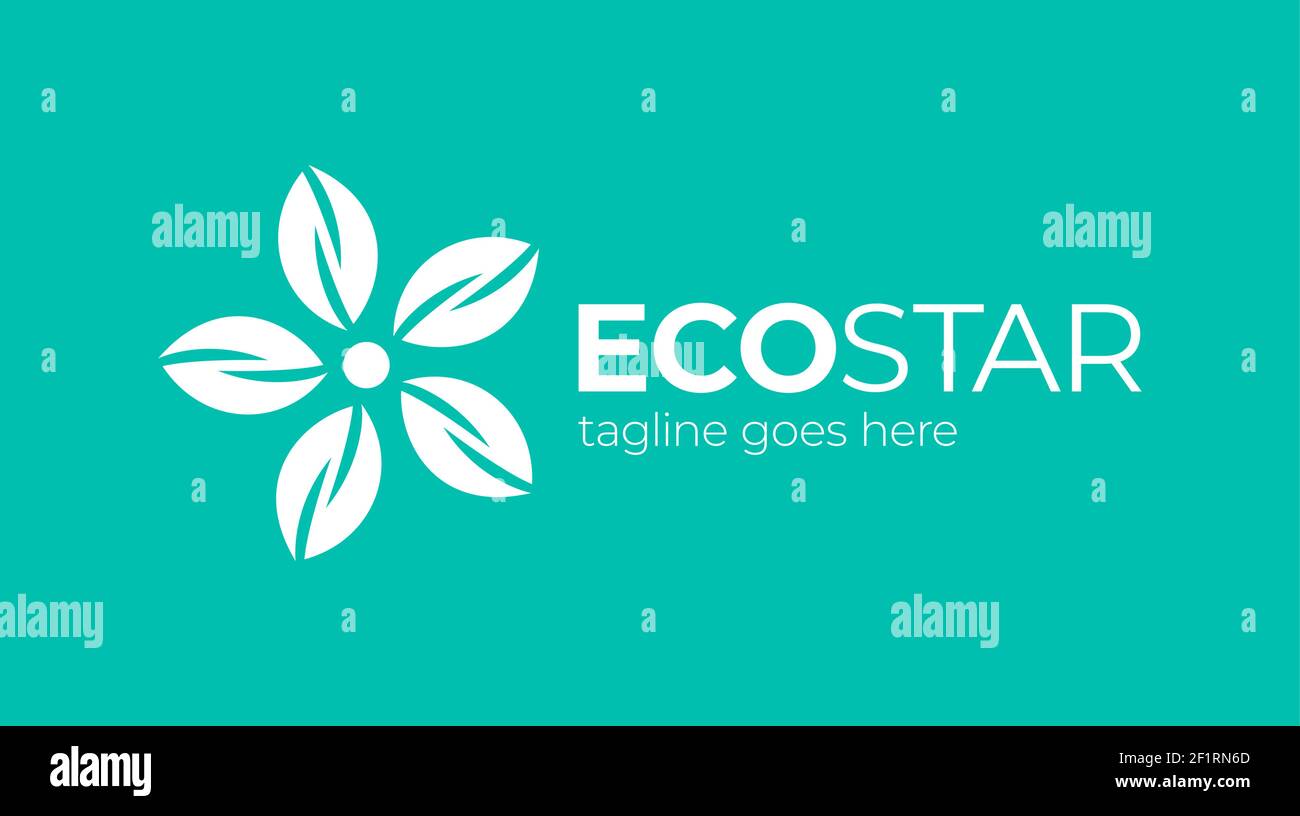 Leaf Green Star Icon Vector Logo Design Template. Green Leaves Star ...