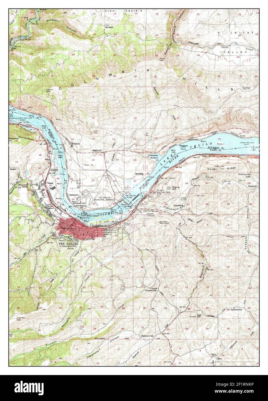 The Dalles Oregon Map The Dalles, Oregon, Map 1957, 1:62500, United States Of America By Timeless  Maps, Data U.s. Geological Survey Stock Photo - Alamy