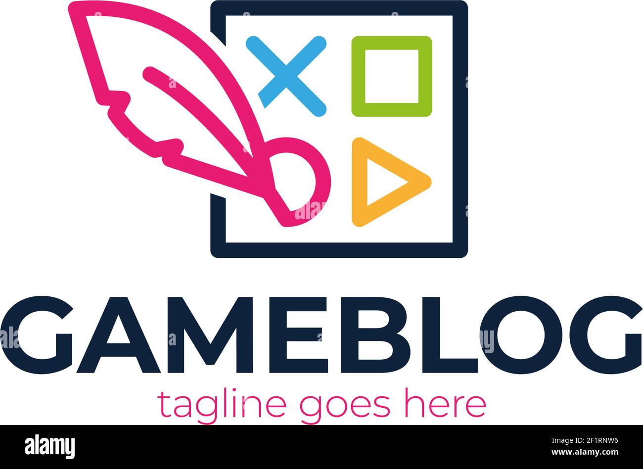 Joystick feather or device controller logo. Game Logo Design, Game Joystick Icon. Stock Vector