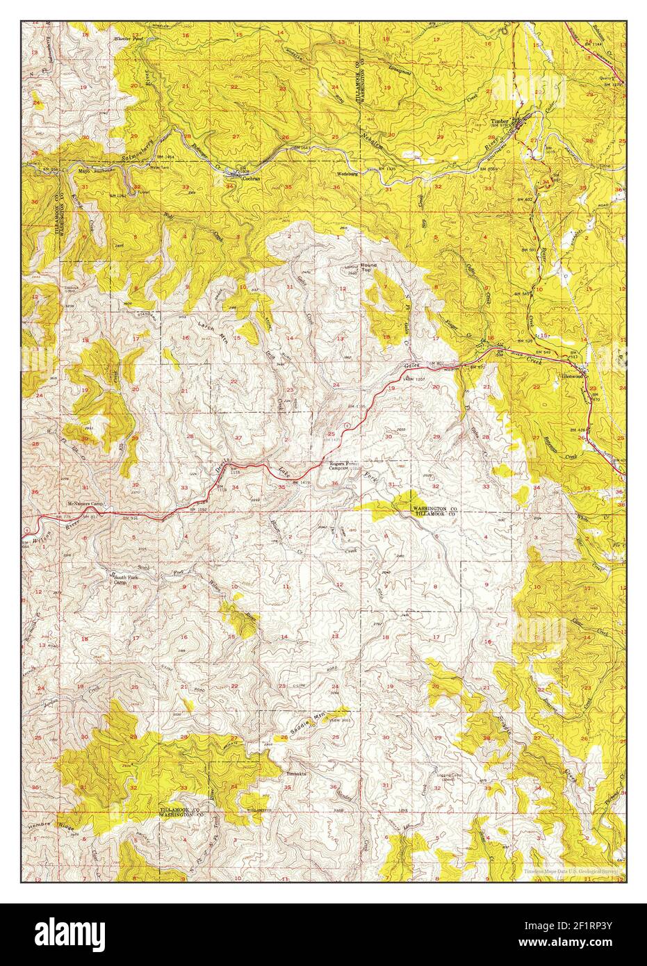 Timber, Oregon, map 1955, 162500, United States of America by Timeless
