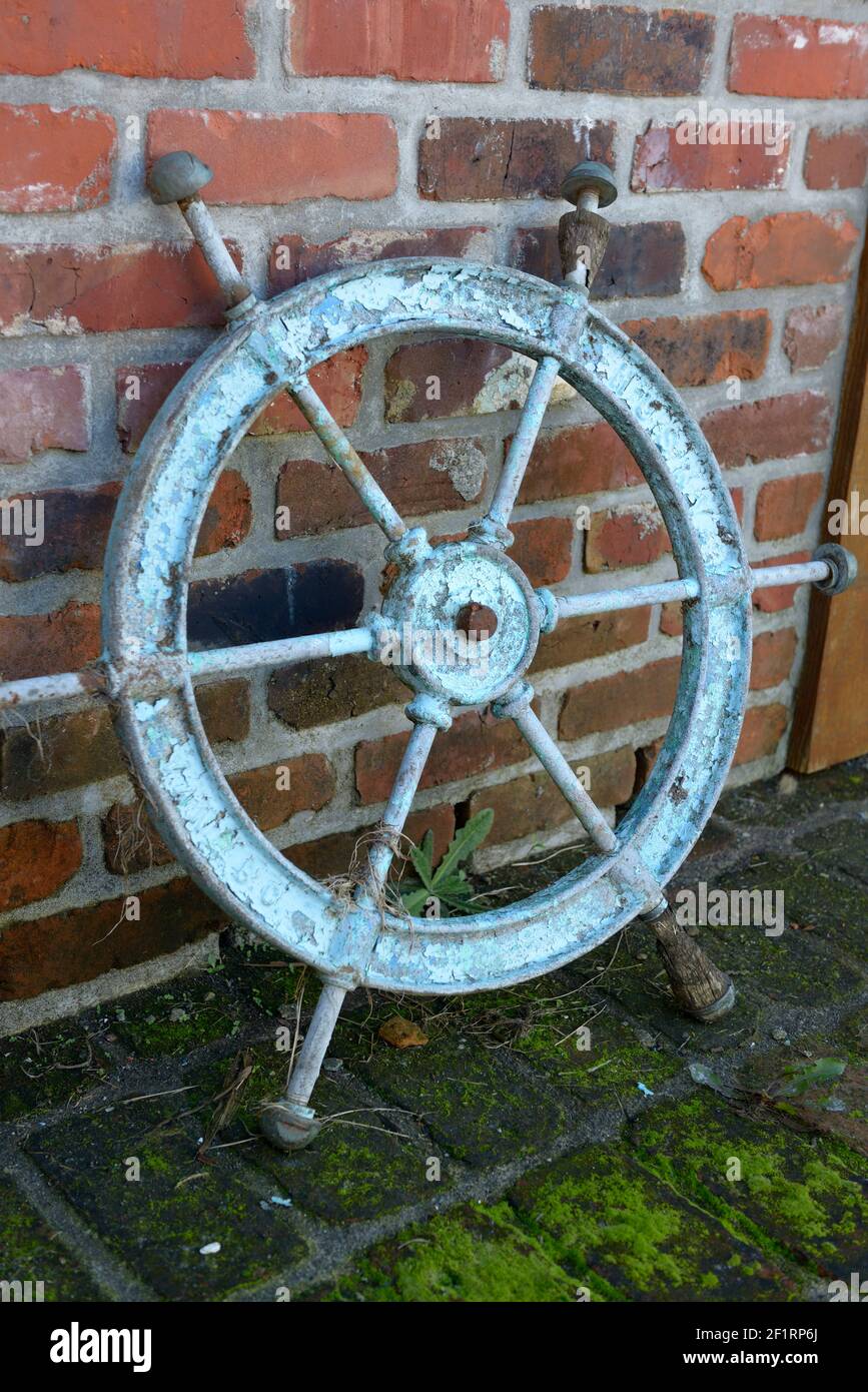 Old ships steering wheel, Tofino Stock Photo Alamy