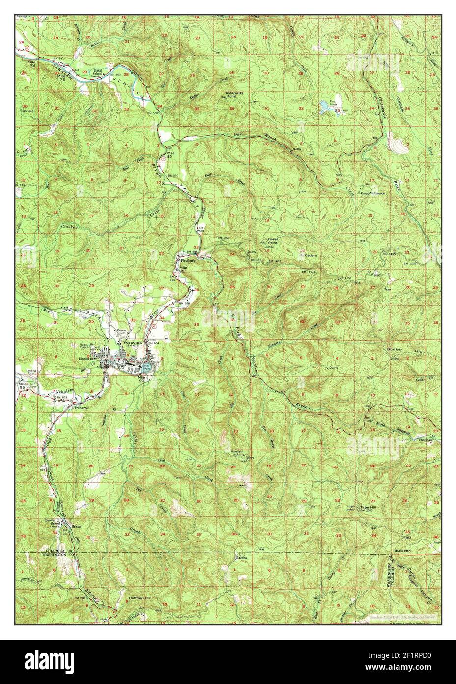 Vernonia, Oregon, map 1955, 1:62500, United States of America by Timeless Maps, data U.S. Geological Survey Stock Photo