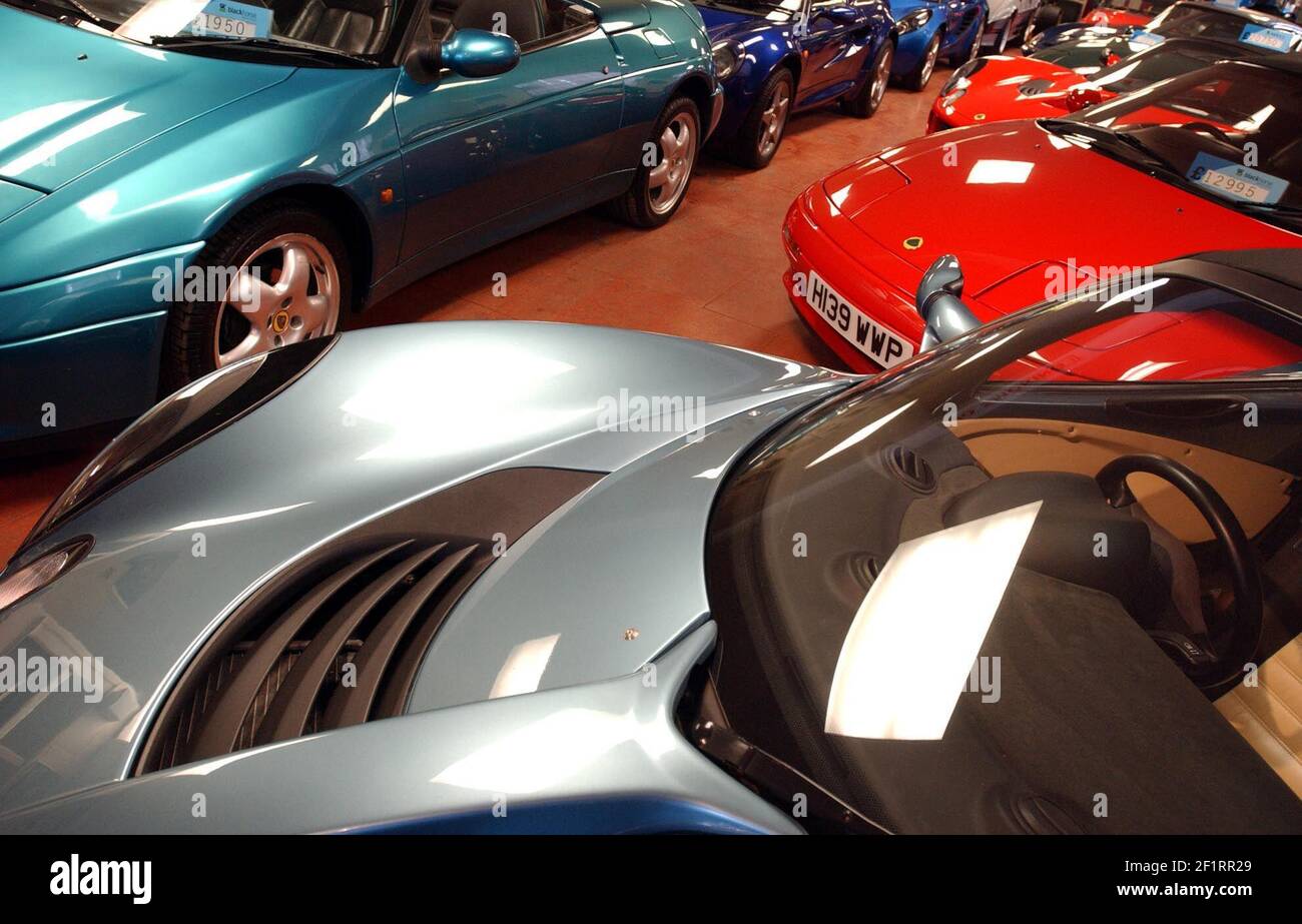 LOTUS CARS, IN PAUL MATTY'S SHOWROOM IN BROMSGROVE.3/3/04 PILSTON Stock