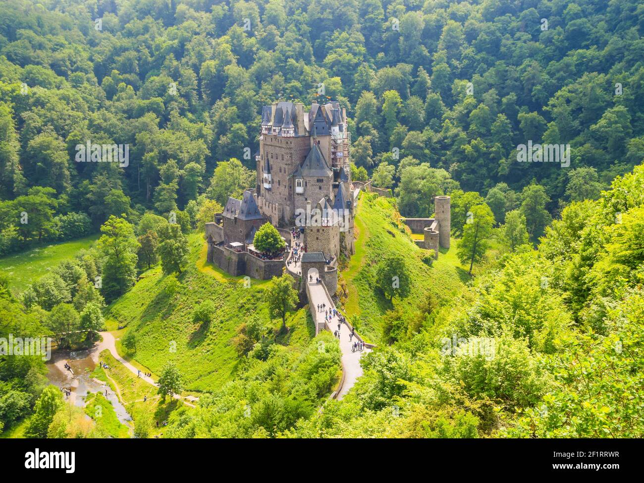 Aerial Panoramic View Of Eltz Castle And Forest Rhineland Palatinate Aerial Panoramic View Of Eltz Castle And Forest Rhineland Palatinate