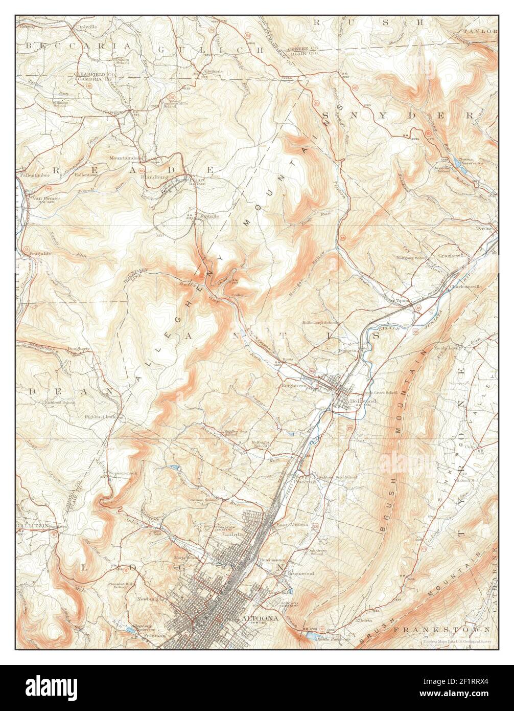 Altoona, Pennsylvania, map 1920, 1:62500, United States of America by Timeless Maps, data U.S. Geological Survey Stock Photo