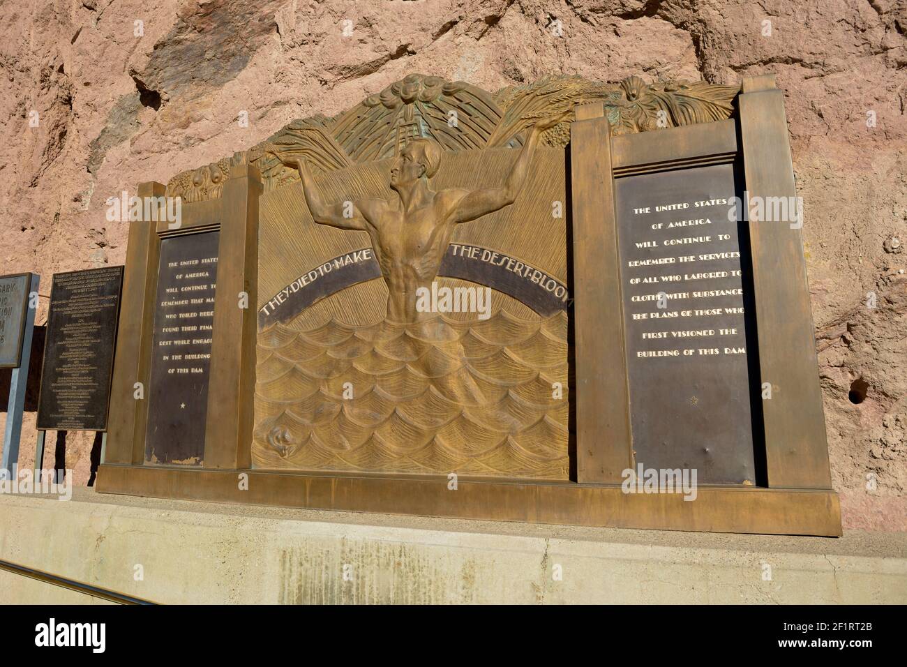 They died to make the desert bloom memorial, Hoover Dam, Arizona, Nevada, USA Stock Photo