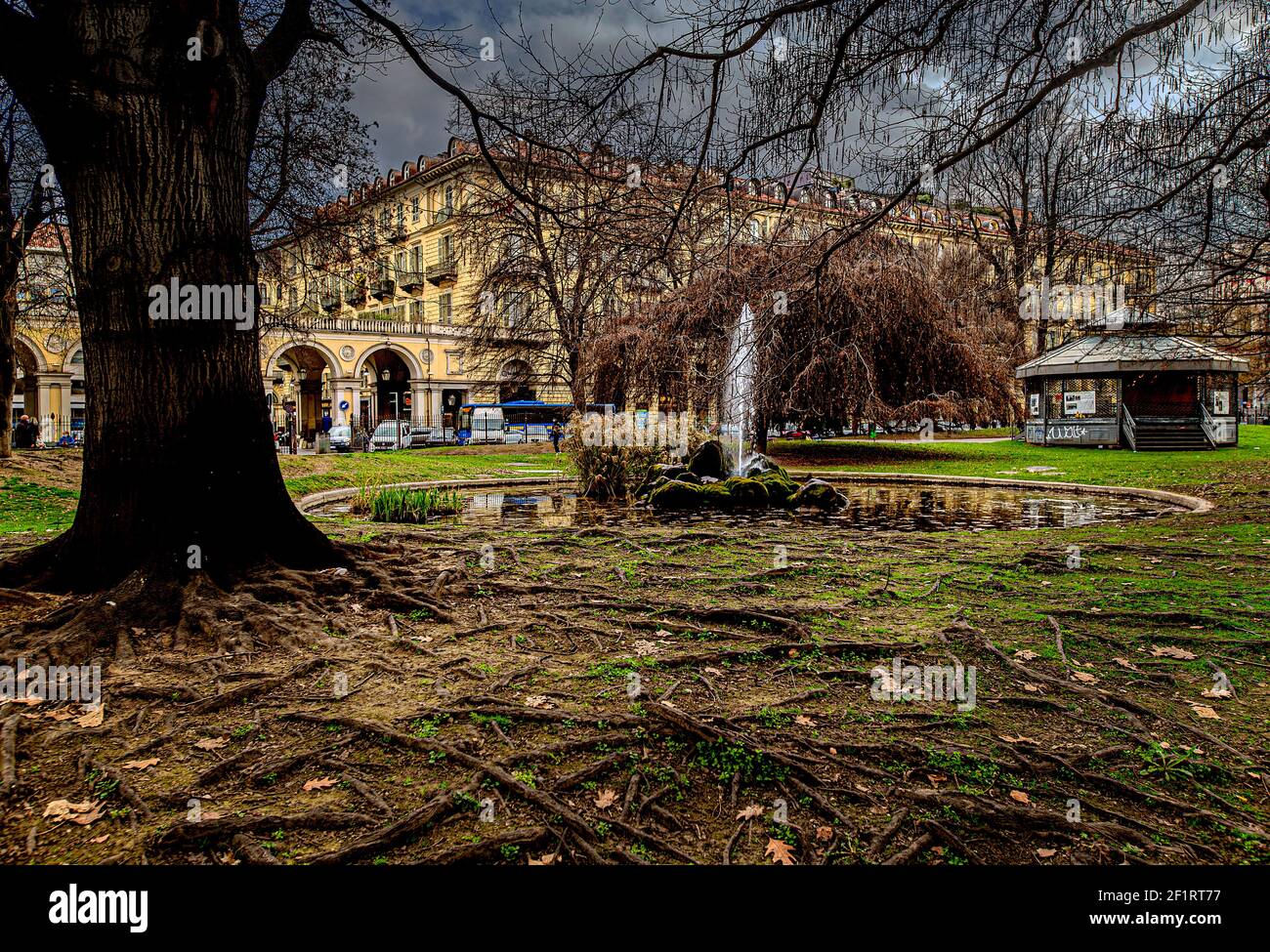 Italy Piedmont Turin - Piazza Carlo Felice Garden Stock Photo
