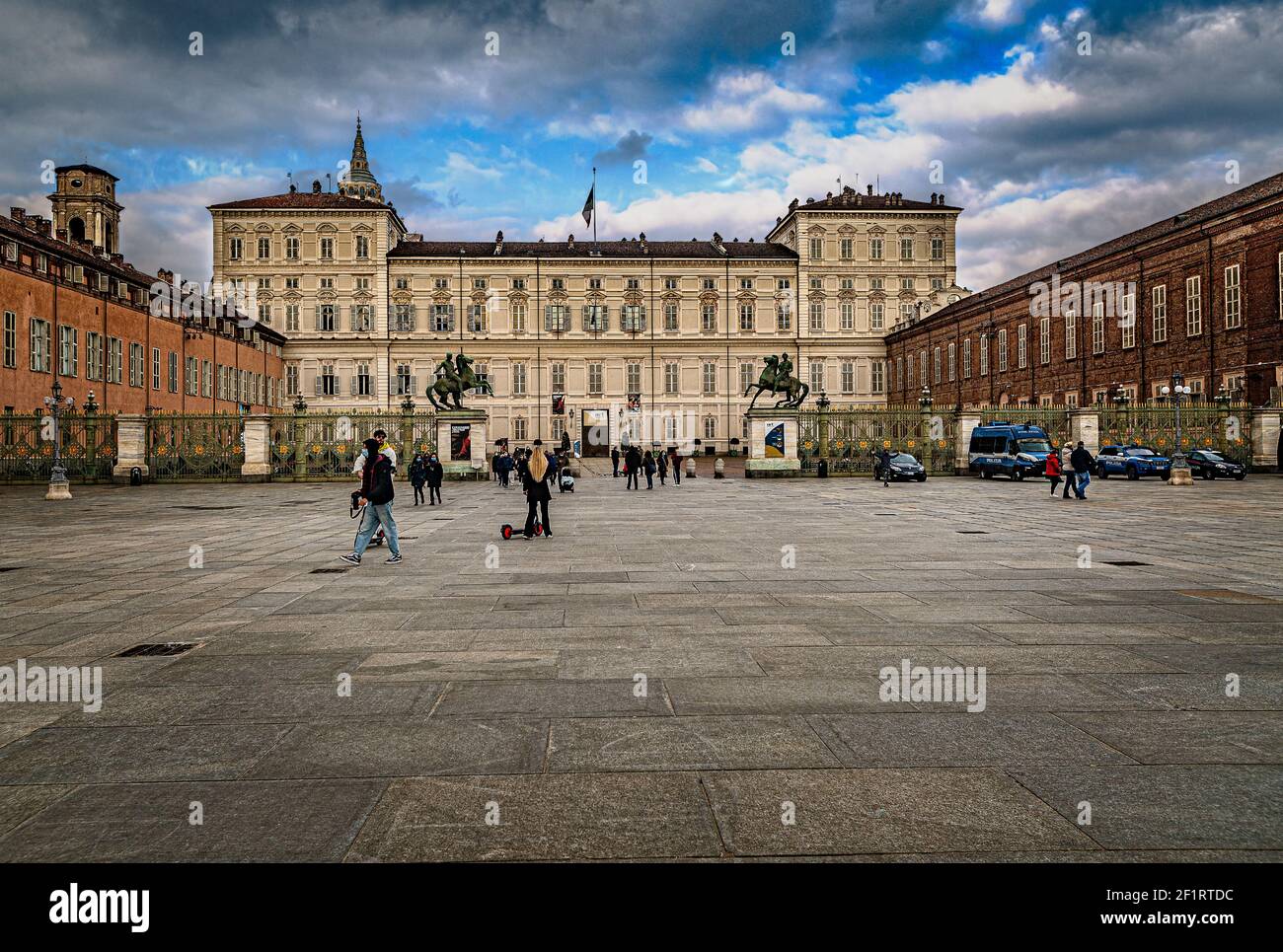 Italy Piedmont Turin - Piazza Castello - The Royal palace during Pandemic Stock Photo