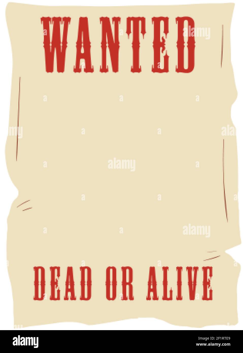 Social story template of wanted dead or alive placard Stock Vector