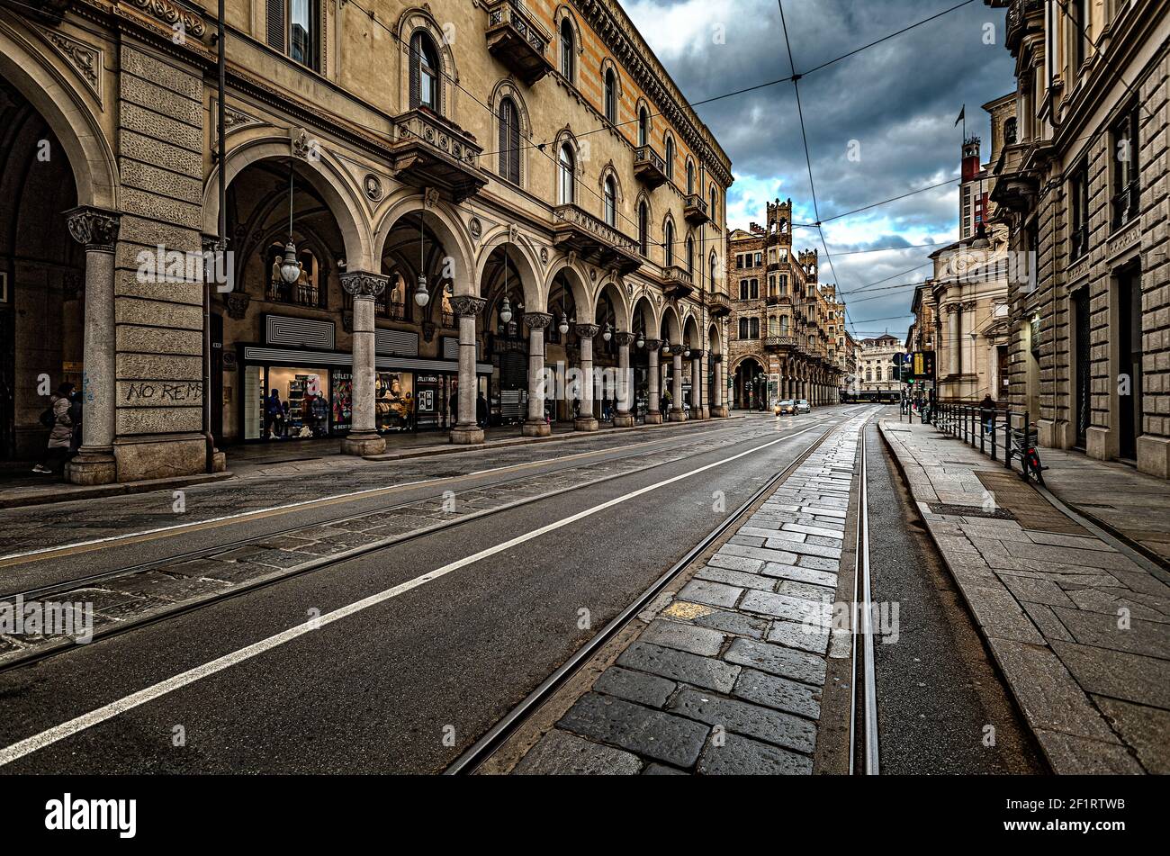 Italy Piedmont Turin - Via Pietro Micca Stock Photo