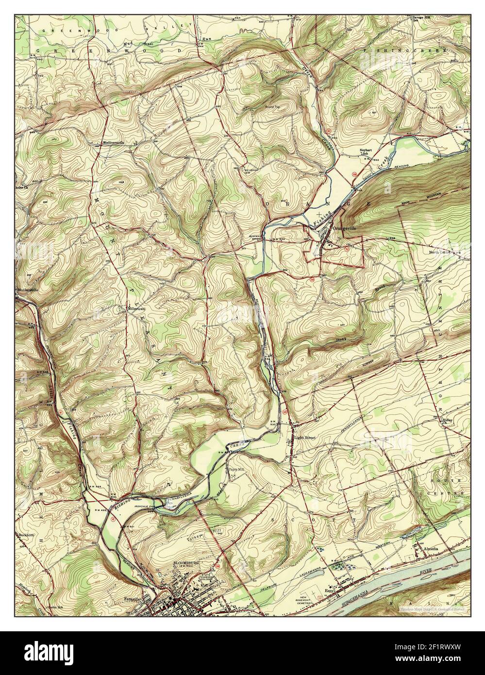 Bloomsburg, Pennsylvania, map 1947, 124000, United States of America