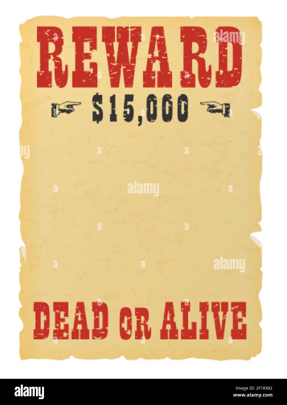 Vintage western reward placard. Wanted dead or alive poster template Stock Vector