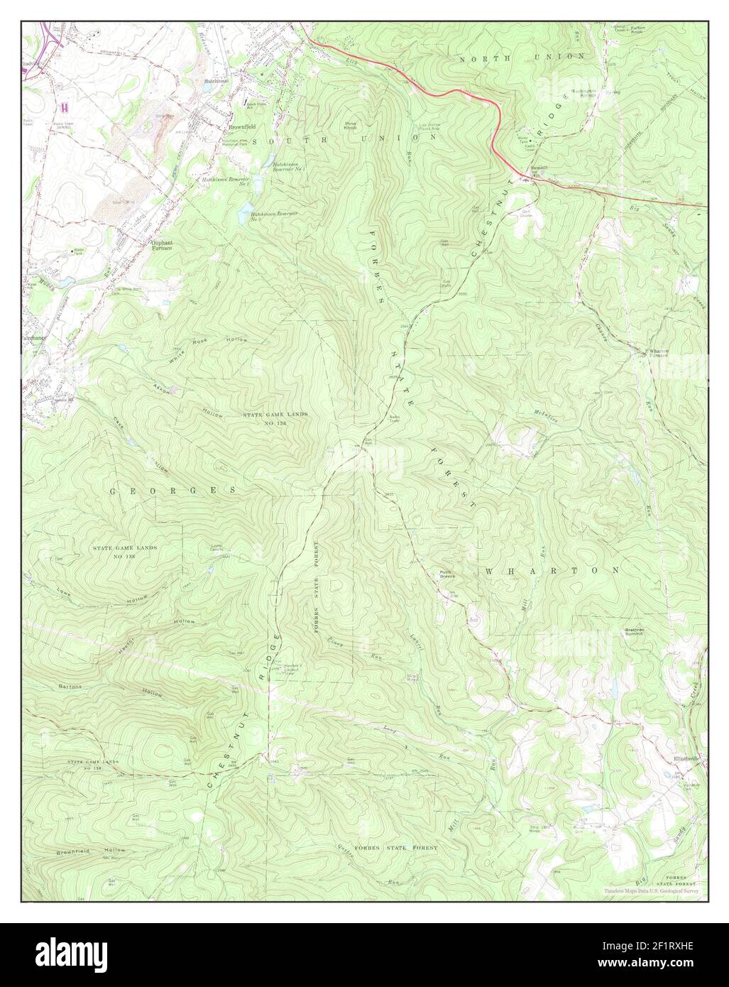Brownfield, Pennsylvania, map 1964, 124000, United States of America