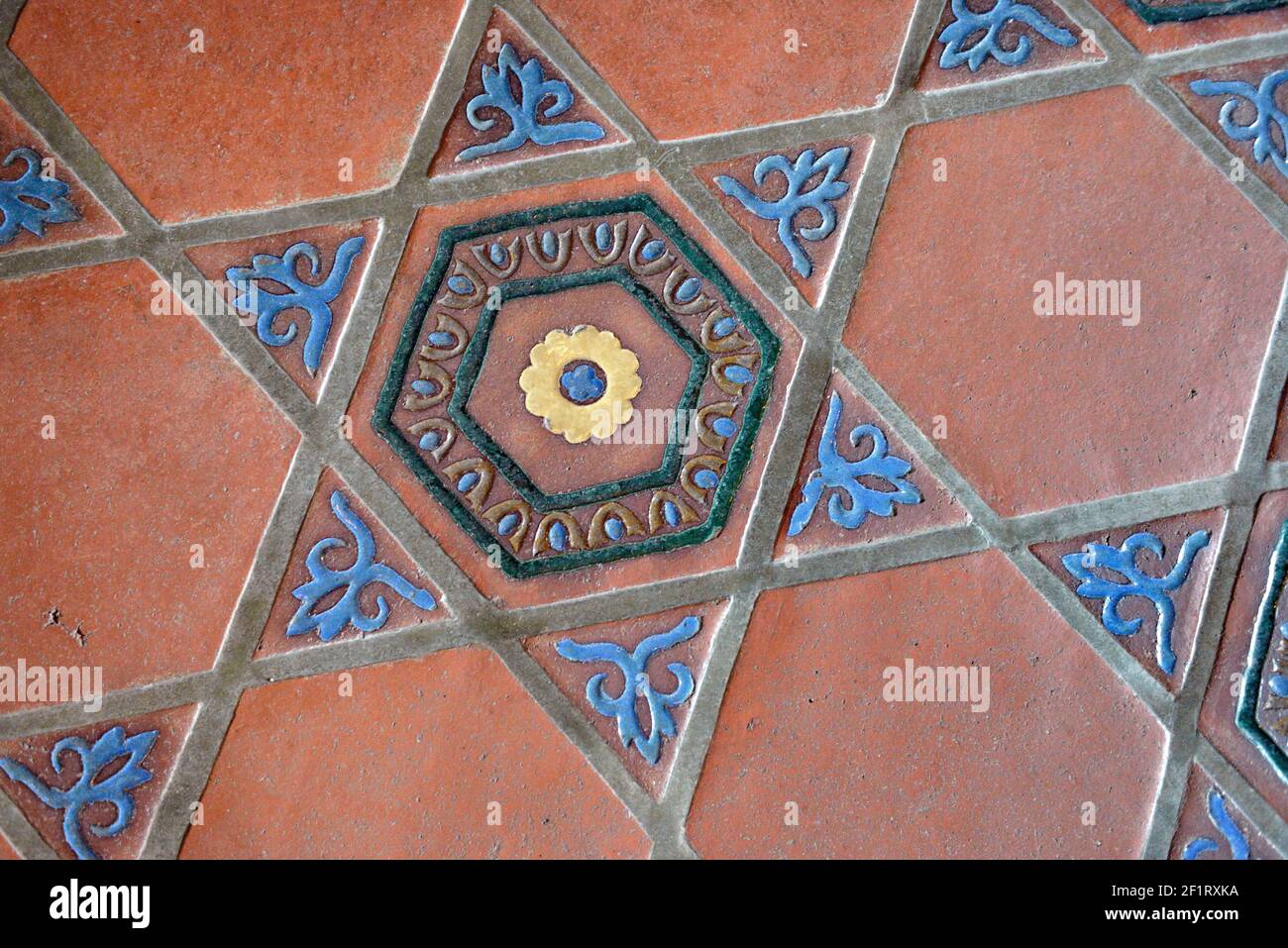 Ceramic floor tile at Scotty's Castle,  Death Valley, California Stock Photo