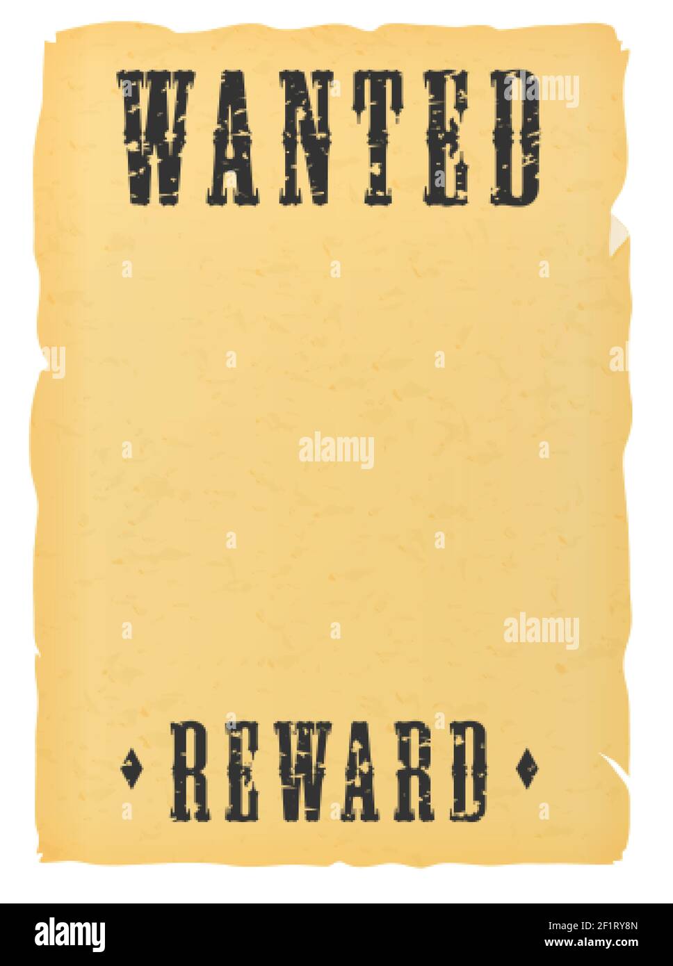 Wanted dead or alive placard blank template Stock Vector