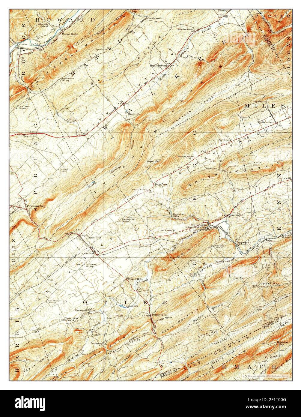 Centre Hall, Pennsylvania, map 1929, 162500, United States of America