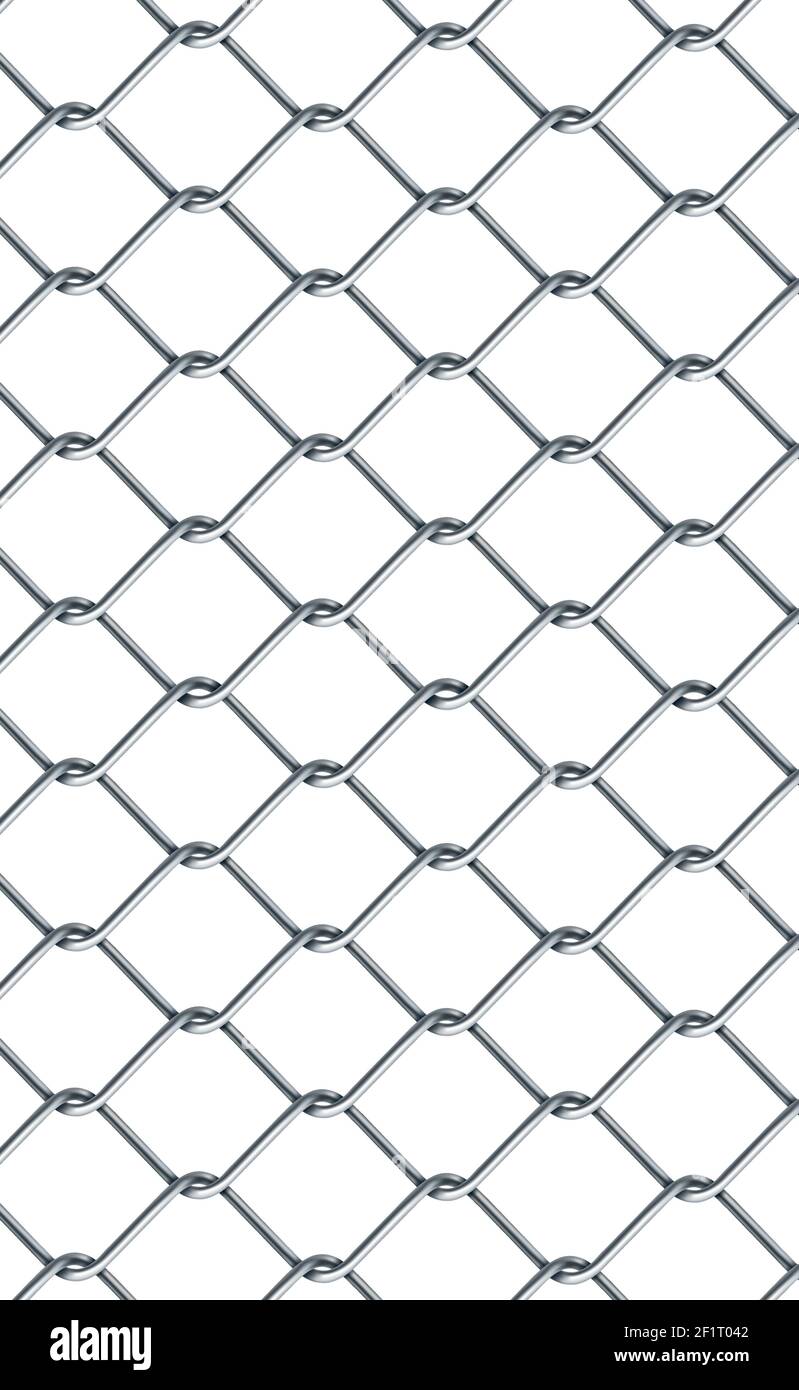 Silver metal mesh chain-link on a white background - Vector illustration Stock Vector