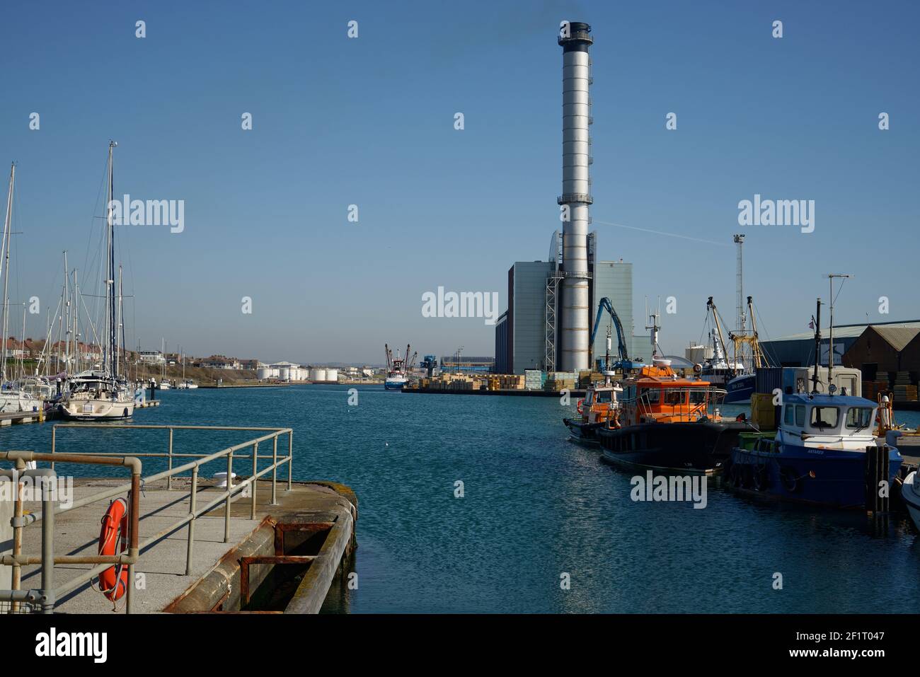 Shoreham gas-fired power station at Southwick, Portslade docks near Brighton. Electricity generation. Stock Photo