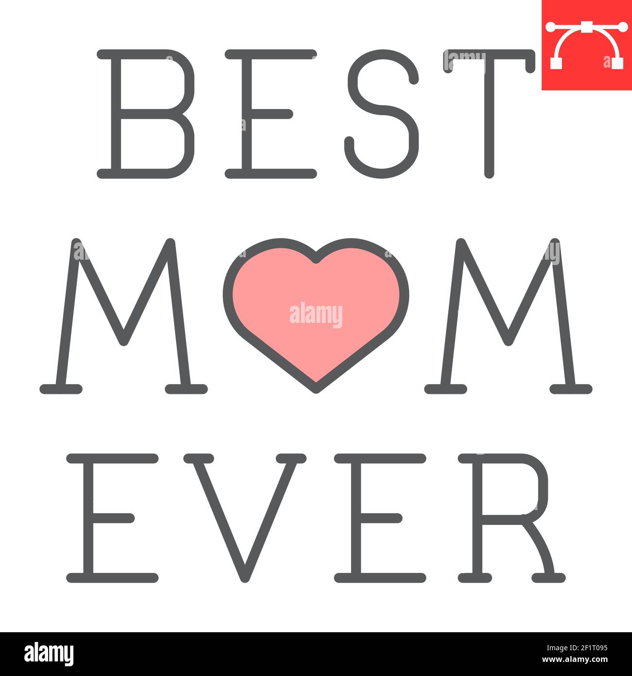 Best mom ever lettering color line icon, text and mothers day, best mom