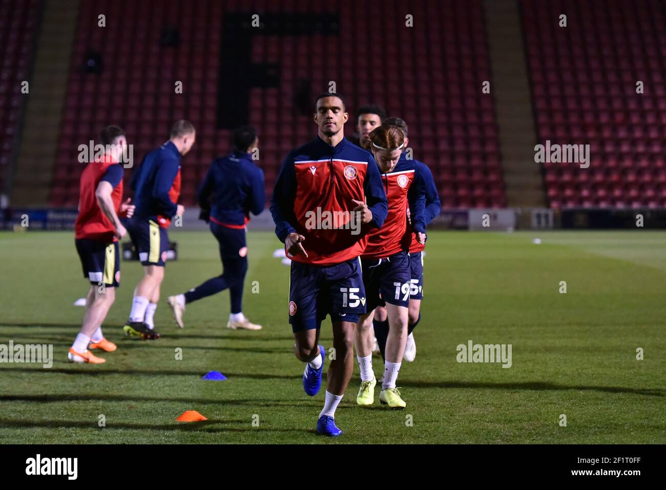 LONDON, UK. MARCH 9TH: Terence Vancooten of Stevenage warming up before the Sky Bet League 2 match between Leyton Orient and Stevenage at the Matchroom Stadium, London on Tuesday 9th March 2021. (Credit: Ivan Yordanov | MI News) Credit: MI News & Sport /Alamy Live News Stock Photo