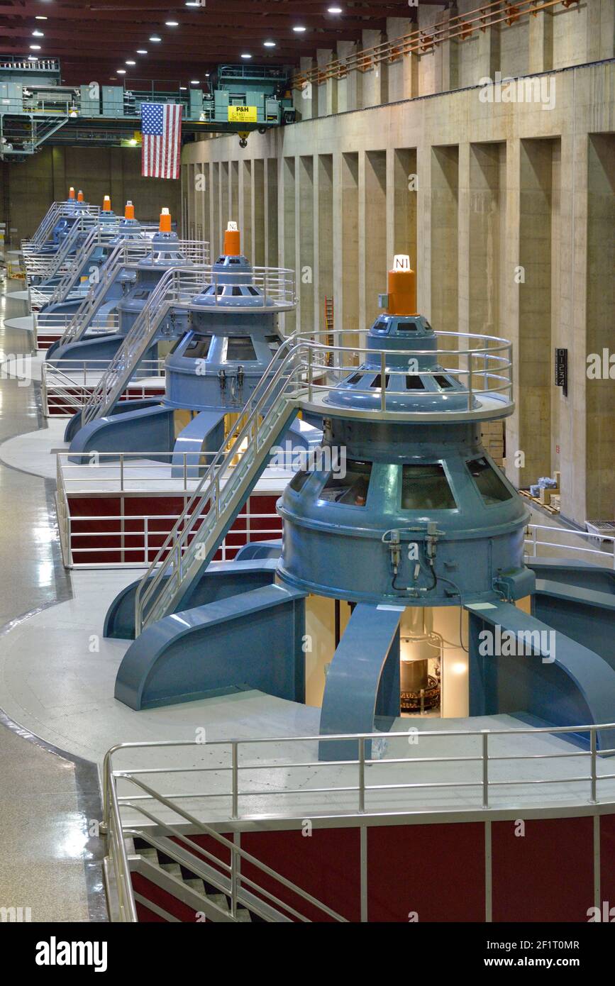 Large power generators, Hoover Dam, Arizona, Nevada, USA Stock Photo