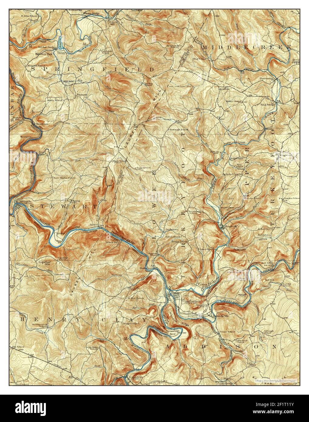 Confluence, Pennsylvania, map 1922, 162500, United States of America