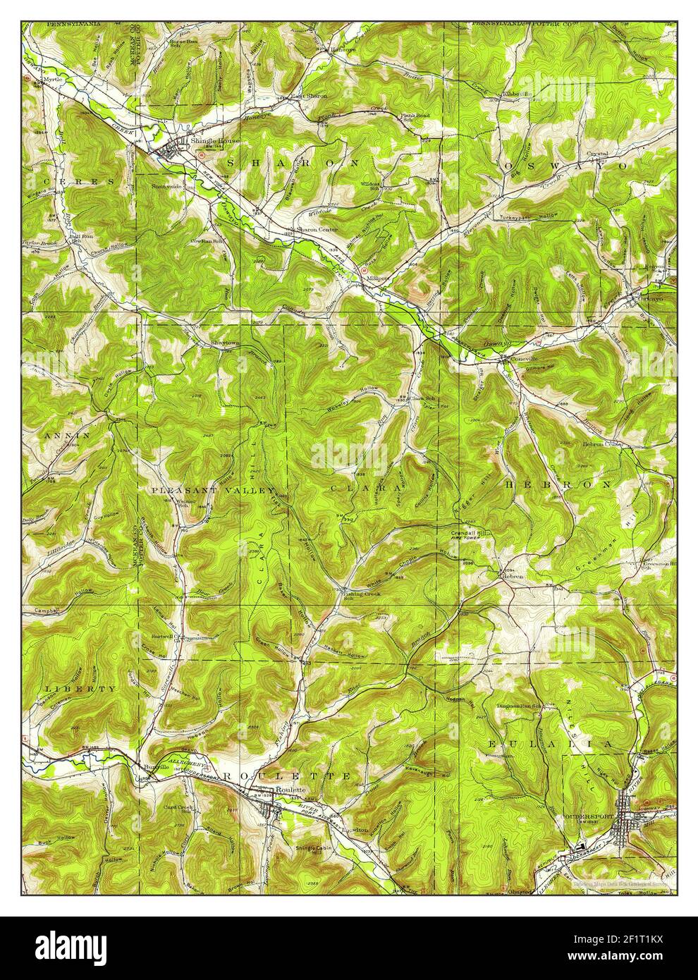 Coudersport, Pennsylvania, map 1934, 162500, United States of America by Timeless Maps, data U