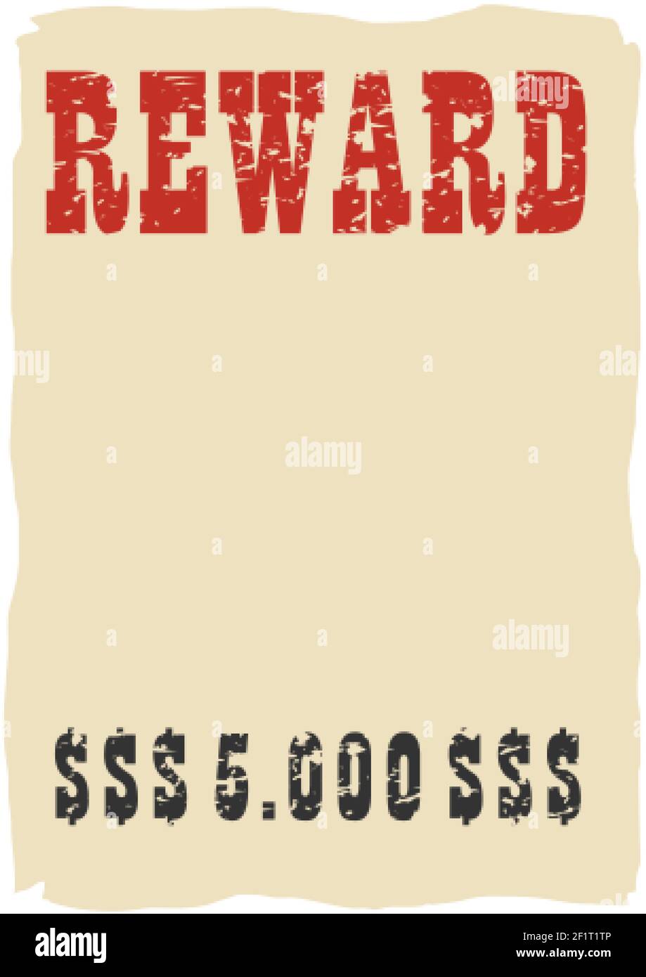 Vintage western reward placard. Wanted dead or alive poster template. Stock Vector