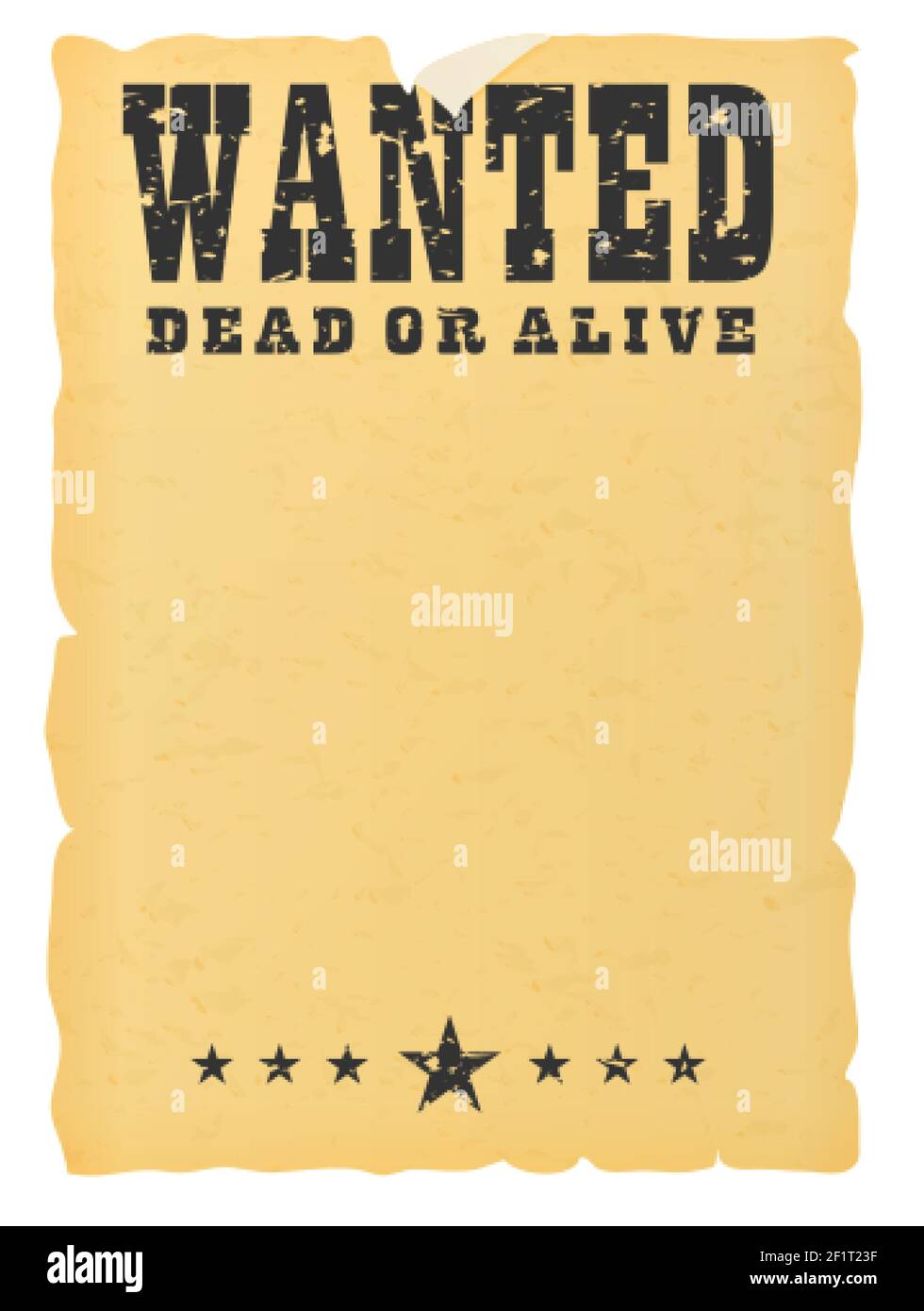 Wanted dead or alive placard blank template Stock Vector