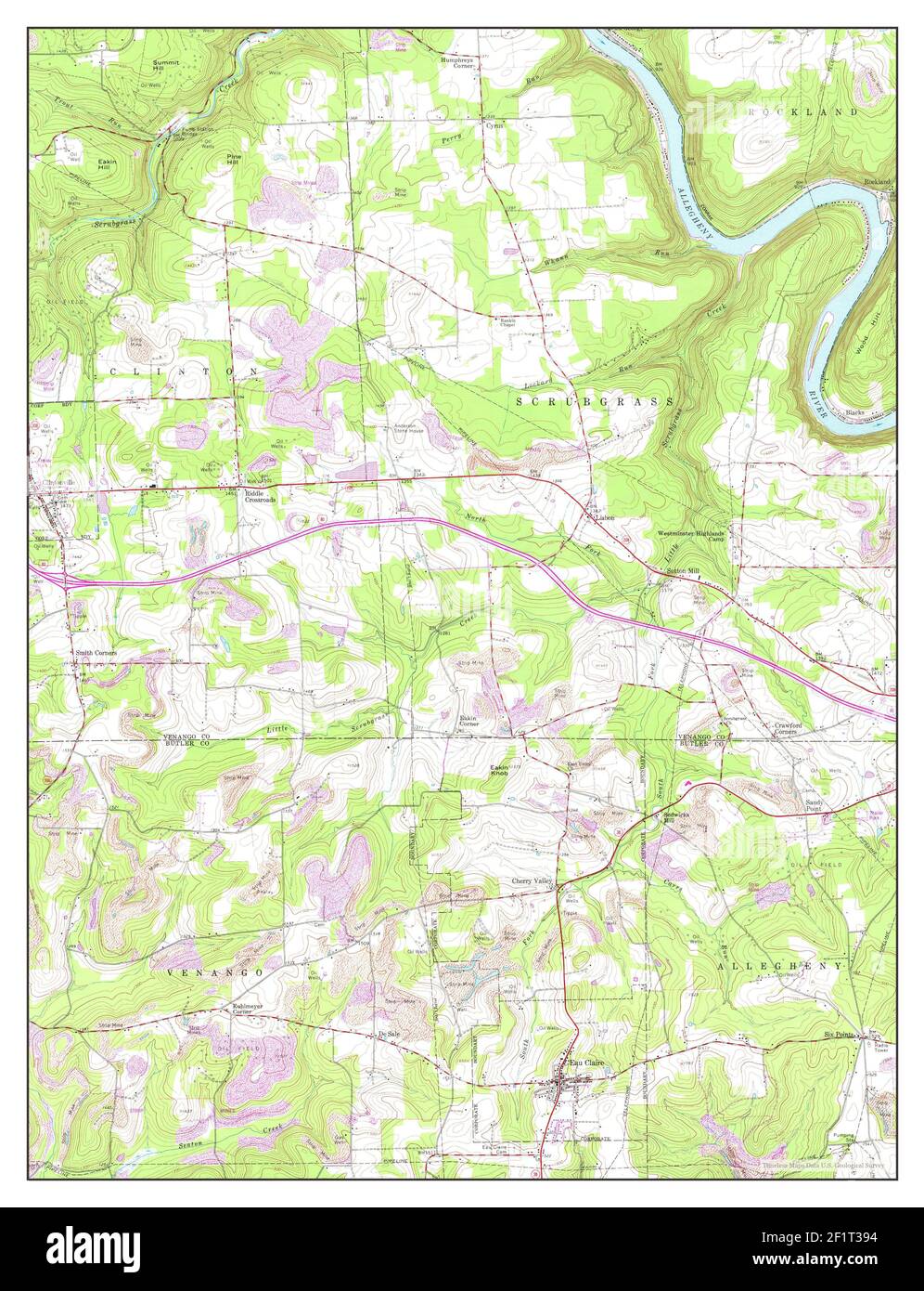 Eau Claire, Pennsylvania, map 1963, 124000, United States of America