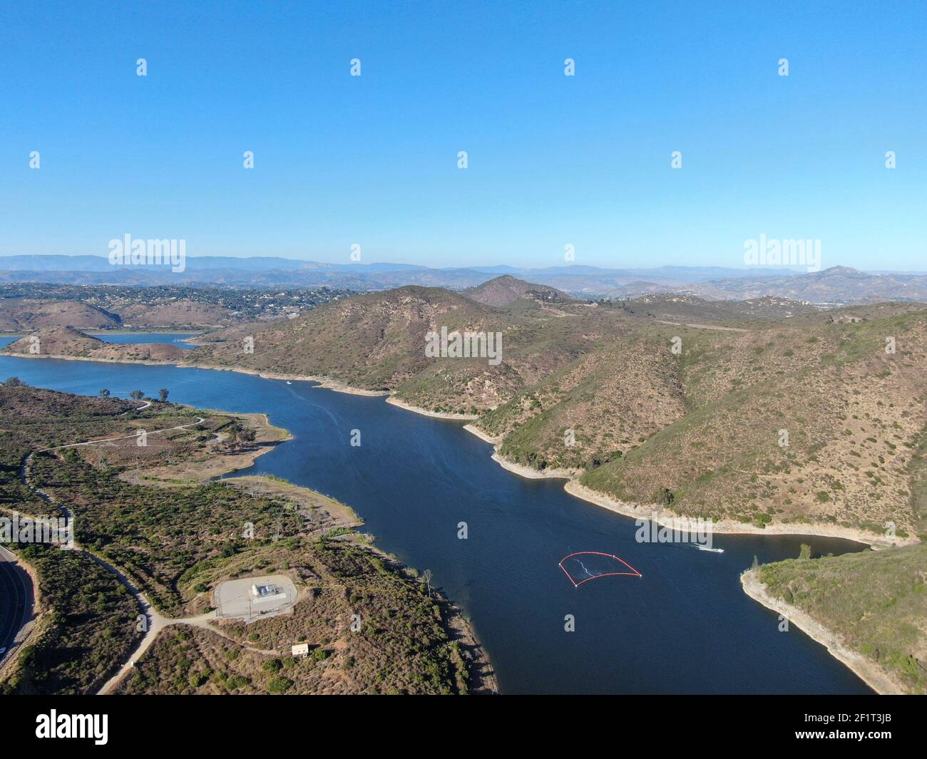 Aerial view of Inland Lake Hodges and Bernardo Mountain, San Diego