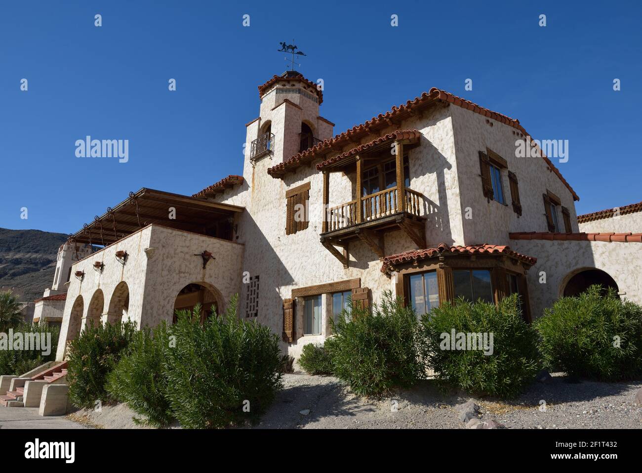 Exterior view of Scotty's Castle,  Death Valley, California Stock Photo